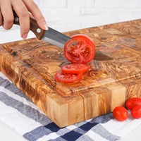 Planche à découper en bois d'olivier rustique brun ArtisRaw de Tunisie, sculptée, durable, pour la cuisine et les restaurants, pour la découpe et le jus