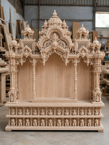 Custom-Made South Indian Swaminarayan BAPS Wooden Temple Unit Traditional Hand-Carved Solid Wood <b>Mandir</b> For Home Poja Ghar USA - Product Image 6