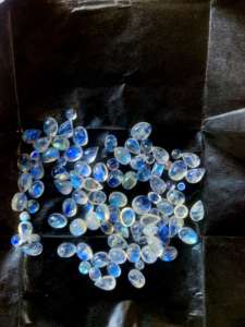 Pierre de lune arc-en-ciel naturelle, cabochon, 90 pièces, petites pierres précieuses ovales blanches, bel éclat, pierres précieuses en vrac, message plus - Product Image 3