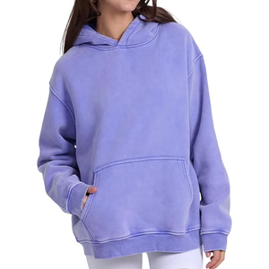Sweat à capuche oversize vintage délavé à l'acide pour femme, 100 % coton molletonné, confortable, style streetwear, personnalisable sur le devant, tissu 380g - Product Image 3