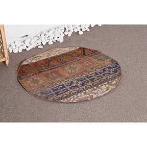 Tapis Patchwork en Laine Marron Chic Boho Fait Main 3ft X 3ft Large Surface Polyester Latex Support pour Entrée Couloir Rectangulaire Peluche - Product Image 2