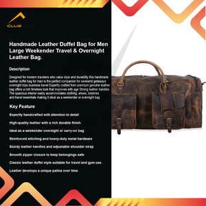 Sac de voyage en cuir véritable fait à la main pour hommes - Écologique Capacité 30-40L Couleur et logo personnalisables - Product Image 6