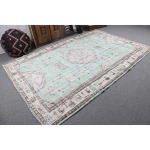 พรมตุรกีขนาด 6.3x9.4 ฟุต พรมโบราณขนาดใหญ่ พรมขนสัตว์สีเขียวสไตล์ตะวันตกเฉียงใต้ - Product Image 2