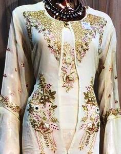 Designer moderne non cousu brodé à la main belle tenue de fête costumes indien mode avant style traditionnel - Product Image 2