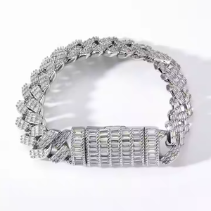 Hip Hop 18MM chaîne cubaine Moissanite diamant glacé cristal or et argent collier bijoux moderne StreetWear bijoux pour hommes - Product Image 5