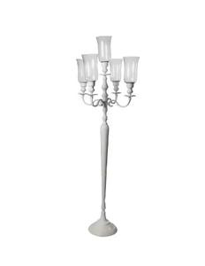 Candelabros de piso de lujo modernos, centro de mesa, candelabros de aluminio blanco de 5 brazos de Metal alto para decoración de boda - Product Image 1