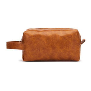 Sac de toilette en cuir écologique de grande capacité pour hommes Sac à cosmétiques portable avec design multi-poches pour les voyages et les voyages d'affaires - Product Image 2