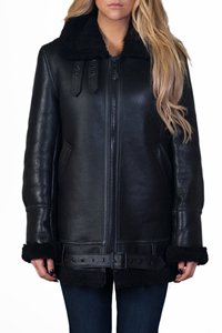 Warm Winter <b>Women's</b> Waterproof Power Dry Shearling <b>Jacket</b> Pull-Up Cowhide Leather High Quality Material Custom Colors Logo - Product Image 4