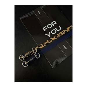 Long, thin women's <b>belt</b> with <b>silver</b> <b>buckle</b>, suitable for jackets, shirts, and dresses. - Navy Blue-Leopard-<b>Silver</b> - Product Image 3