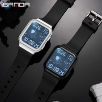 Montres de luxe SANDA 6052, montre-bracelet numérique à LED pour hommes, horloge électronique, Relogio Masculino, montre numérique à LED, prix