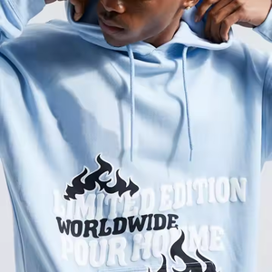 100% Cotton Blended Fleece Heavyweight <b>3D</b> Puff Printing Quick Dry Breathable Winter Unisex Distress Basics Acid Wash <b>Hoodie</b> - Product Image 6