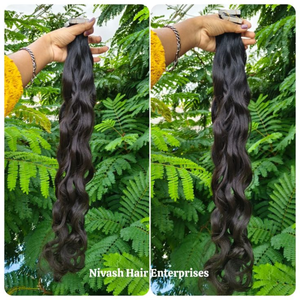 Extensions de cheveux humains naturels de qualité supérieure 100g Cheveux vierges indiens du temple Remy Double trame Machine Bundles-3 pièces MOQ Toutes les couleurs - Product Image 4