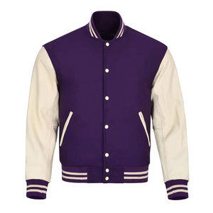 Col rond bouton couvert poche élégante respirant poids lourd look élégant 100% coton varsity veste pour femmes - Product Image 1