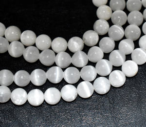 ลูกปัดหินออบซิเดียนสีขาวธรรมชาติ ขนาด 8.5 มม. ขัดเงาเรียบ เกรด AAA คุณภาพสูง สำหรับทำเครื่องประดับ มีหลายขนาดให้เลือก - Product Image 4