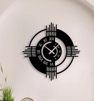Jam dinding logam bulat besi hitam ukuran besar desain Modern terbaru jam dinding dekoratif restoran kualitas tinggi
