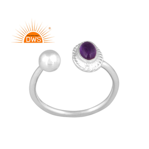 Best Selling Fine Sterling Silver Natural Amethyst Gemstone <b>Adjustable</b> <b>Ring</b> Jewelry For Women Gift For Her - Product Image 1