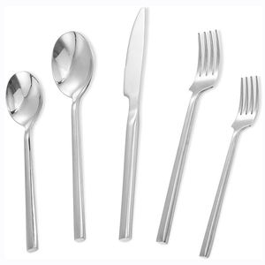 American Style High Quality Stainless Steel Cutlery <b>Set</b> 5 Pcs Silver Collection with Handcrafted Silver Handles for Party Use - Product Image 1