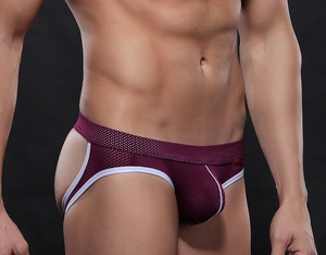 Calzoncillos deportivos finos de verano para hombre, sexy, de poliéster/algodón, de talle alto, ajustados, con encaje, de secado rápido, transpirables, con abertura. - Product Image 2