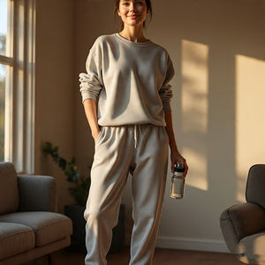 Sweatpants Women Oversize <b>Jogging</b> Wear 100% Cotton Fleece Loose Fit Wide Leg Pants Women Fitness Wear Trouser Ladies - Product Image 5