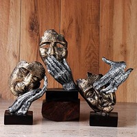 Sculpture décorative en métal en forme de visage avec finition en laiton antique, pour la maison, le bureau, la table, la rénovation, cadeau de mariage