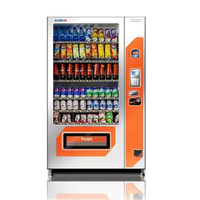 Distributore Automatico Rosso di Snack e Bevande con Sezione Bevande Fredde, Opzioni di Pagamento Multiple, per Uso Esterno e Interno, Ufficio