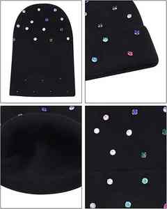 Bonnet d'hiver unisexe en tricot avec détails en strass multi-cristaux, couvre-chef en acrylique pour les commandes en gros - Product Image 5