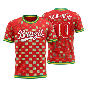 Conjunto de Camiseta de Fútbol Unisex para la Copa Mundial de Fútbol Brasil 2033, Diseño con la Bandera, para Aficionados al Fútbol, Regalo para el Día del Partido, con Múltiples Colores - Product Image 2