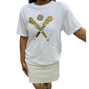 Camisetas de Mujer con Cuello Redondo, Tejidas, con Parches de Bates de Béisbol, para el Día del Juego, Bordadas a Mano, Transpirables y de Corte Holgado, OEM 2026 - Product Image 1