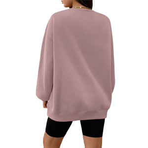 Nouveau sweat-shirt à capuche pour femme en molleton de coton surdimensionné à col rond, taille plus, personnalisé, uni, épaules tombantes - Product Image 2