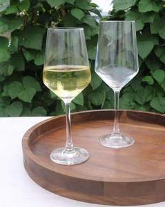 Plateau de service rond en bois d'acacia de 13,8 pouces, planche à charcuterie avec rebord, centre de table décoratif pour table basse ottoman, usage domestique - Product Image 5