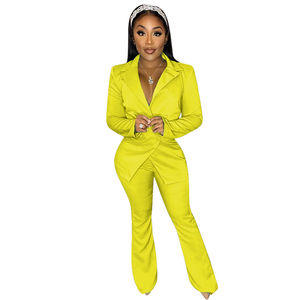 Full Slim Fit Otoño Invierno Dos piezas Terciopelo Conjunto de dos piezas Bolsillo con cremallera Manga larga Traje de mujer Ropa 2 piezas - Product Image 2