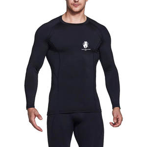 Concevez vos propres chemises de compression pour hommes - Logo et couleur personnalisés, spandex/coton, coupe ample, manches longues, durables, respirantes, vêtements décontractés - Product Image 1