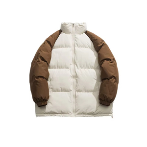 แจ็กเก็ตขนปลาปักเป้าสำหรับผู้ชาย, แจ็กเก็ตหนาแบบมีซิปสไตล์ใหม่แขนสีตัดกันสำหรับคู่รัก - Product Image 4