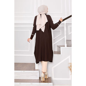 Tunique élégante en tricot marron Mevlana avec rayures scintillantes pour la saison d'automne - Product Image 6