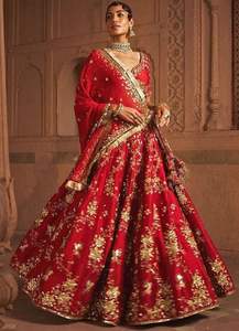 Haute qualité brodé à la main Lehenga Choli tenue traditionnelle en soie pour femmes pour mariage et fête porter à la main impression Net travail - Product Image 2