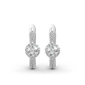 Boucles d'oreilles créoles Jeulia en argent sterling plaqué rhodium avec perles - Product Image 1