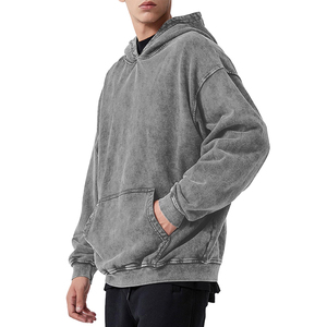 Jersey de invierno para hombre a precio barato, sudadera con capucha de mezcla de algodón en blanco de lana pesada, ropa de calle, logotipo personalizado, lavado con ácido - Product Image 5