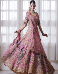 Bordado de moda para adultos Lentejuelas Trabajo Cancan & Canvas Patta Lehenga Choli Elegante ropa india y pakistaní - Product Image 1