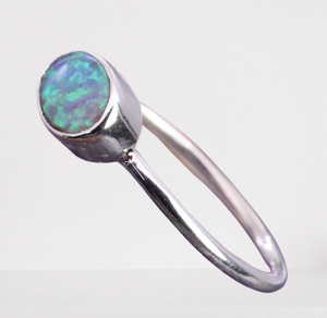 Bague Spinner Bijoux en opale bleue Pierre de naissance d'octobre élégante Pierre naturelle Bijoux en pierres précieuses faits à la main Pierre précieuse en argent sterling 925 - Product Image 1