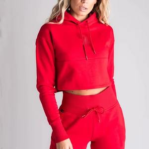 Sweatshirts courts en coton doux pour femmes Sweat à capuche confortable de tous les jours Ensemble deux pièces Ensemble de vêtements de détente pour femmes - Product Image 3