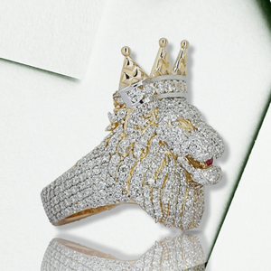 RB GEMS Bague de fiançailles et de mariage unisexe en or jaune massif 14 carats, forme lion personnalisée, style hip-hop, avec diamant de laboratoire certifié IGI - Product Image 3