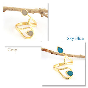 Incroyable fantastique anneau de créateur en sucre bleu ciel, plaqué or, réglable, fait à la main, bague ouverte, ensemble de bagues pour elle - Product Image 5