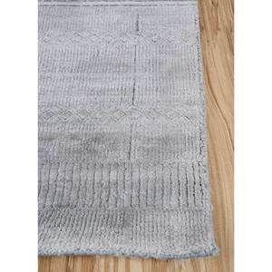 Tapis rectangulaire rayé en laine, bambou, soie, coton biologique et jute, tissé à la main, bleu, pour couloir ou chambre d'adolescents, modèle HWB-5006 - Product Image 4