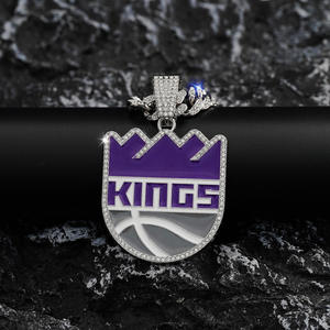 Pendentif Sacramento Kings unisexe en argent sterling 925 plaqué or 14 carats, serti de moissanite, style hip-hop, thème basket-ball, sport - Product Image 6
