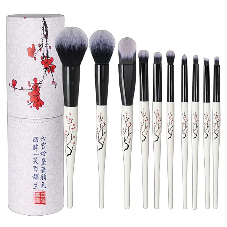 New Design Custom10Pieces Professional Makeup Brush Set Private Label Custom Logo Red Make Up Brushes