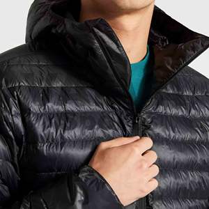 Chaqueta acolchada de invierno burbuja brillante con logotipo personalizado para hombre chaqueta de lona cortavientos con cuello levantado y capucha - Product Image 3