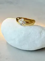 Anillo de Compromiso para Mujer Tishya Diamond, Plata de Ley 925, Chapado en Oro, 1.0 Quilates, Corte Brillante, Estilo Vintage, Moissanita, Canal de 6 mm