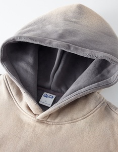 Streetwear vieilli personnalisé en détresse surdimensionné poids lourd épais Vintage vieilli soleil délavé à l'acide sweat à capuche hommes - Product Image 4