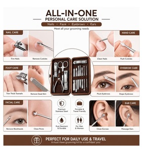 Kit d'outils de soin des ongles de luxe en acier inoxydable noir ultra-premium, étanche, 3-en-1, coupe-ongles durable et portable pour pédicure - Product Image 2