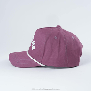 Nueva tendencia, gorra de béisbol estructurada colorida Unisex con logotipo bordado de hojaldre personalizado con cuerda, estilo deportivo, sombrero de Golf de 5 paneles - Product Image 4